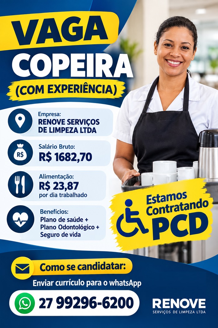 VAGA PARA COPEIRA ( COM EXPERIÊNCIA )