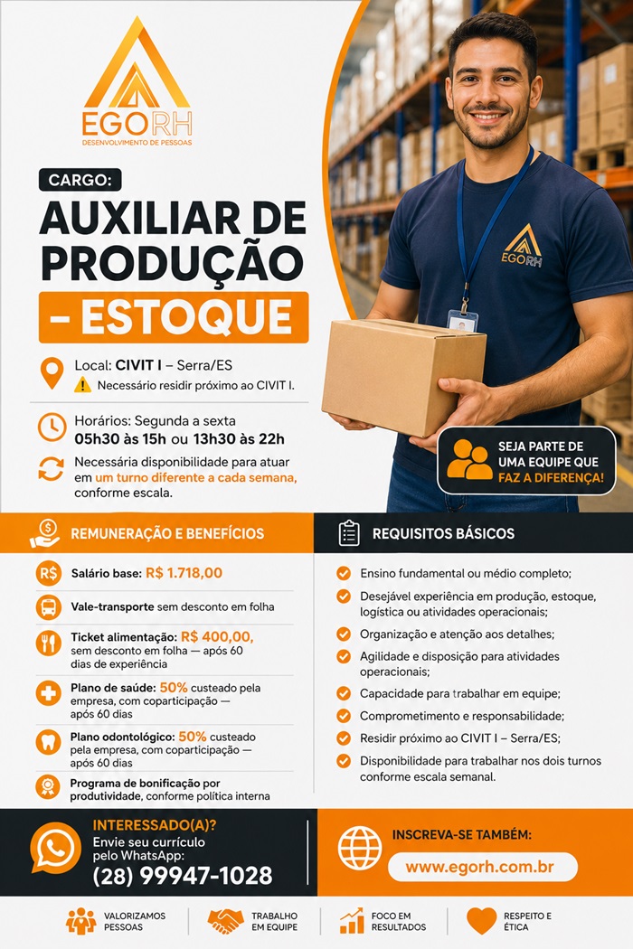 AUXILIAR DE PRODUÇÃO — ESTOQUE