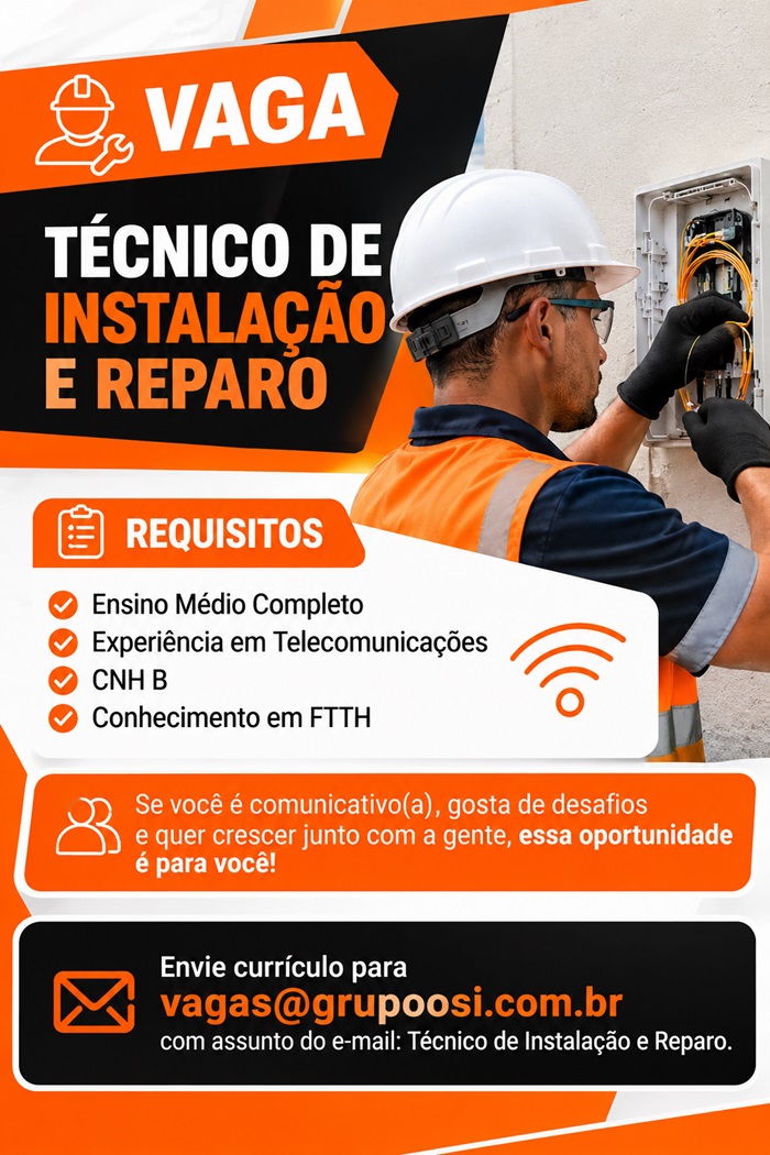 Vaga para Técnico de Instalação e Reparo  
