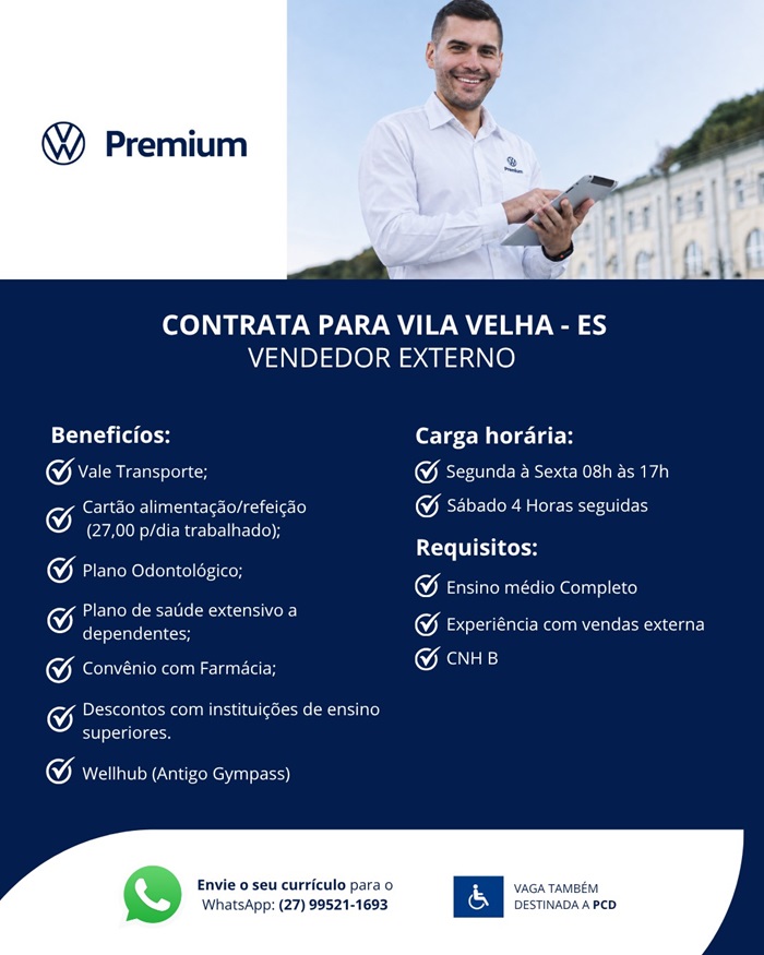 PREMIUM VOLKSWAGEN CONTRATA CONSULTOR DE VENDAS EXTERNO