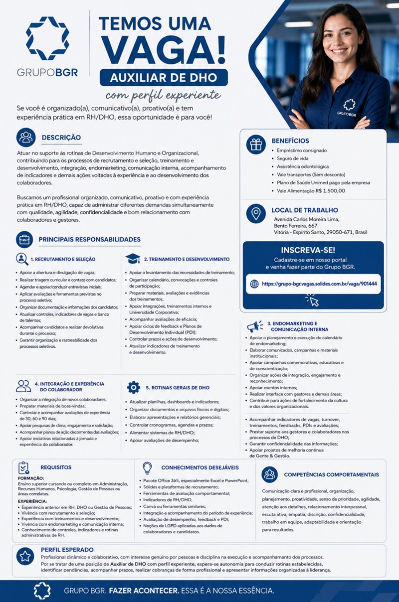 Grupo BGR contrata Auxiliar de DHO