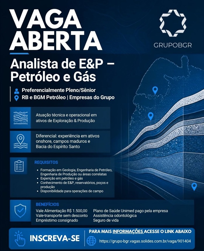 Vaga para Analista de E&P – Petróleo e Gás