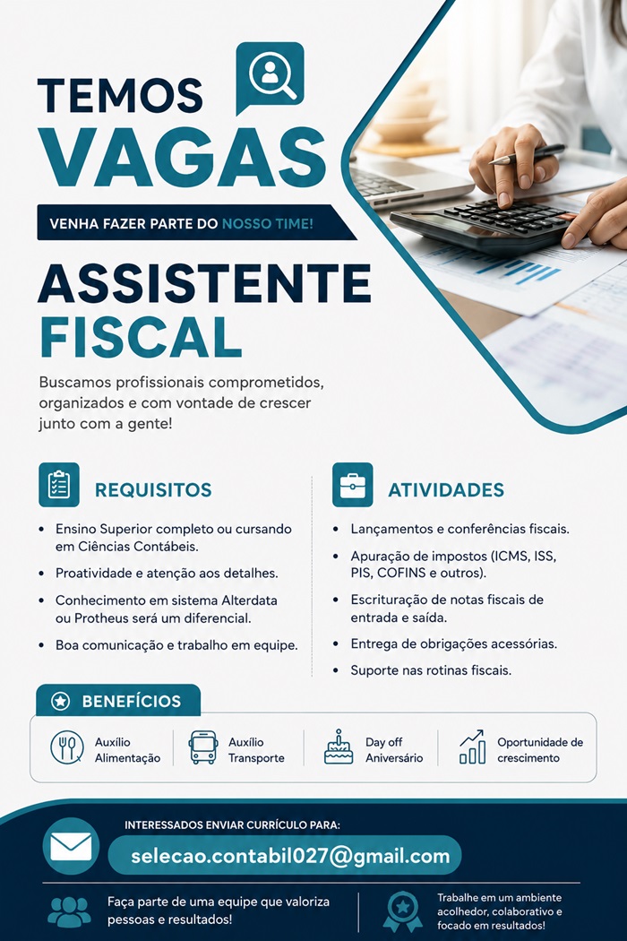 VAGA DE ASSISTENTE FISCAL