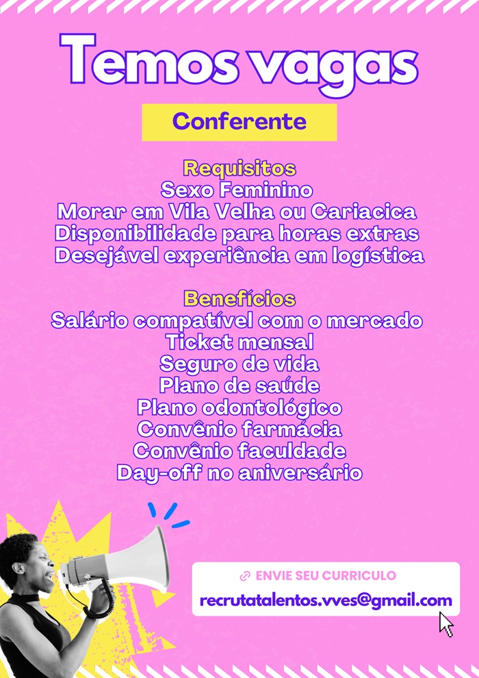 Temos vagas – Conferente