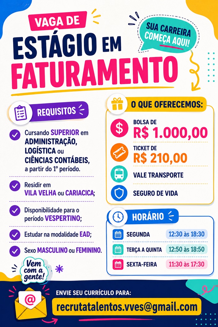 Vaga para Estágio em Faturamento