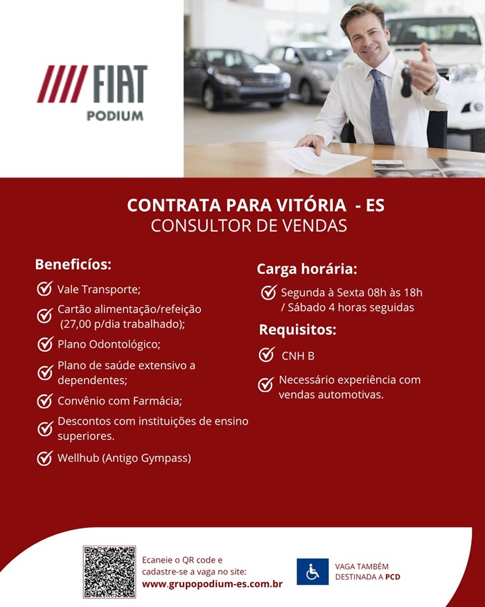 GRUPO PODIUM CONTRATA CONSULTOR DE VENDAS (VITÓRIA)