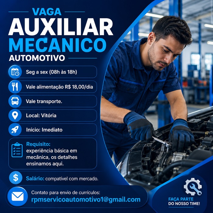 VAGA DE AUXILIAR MECANICO AUTOMOTIVO