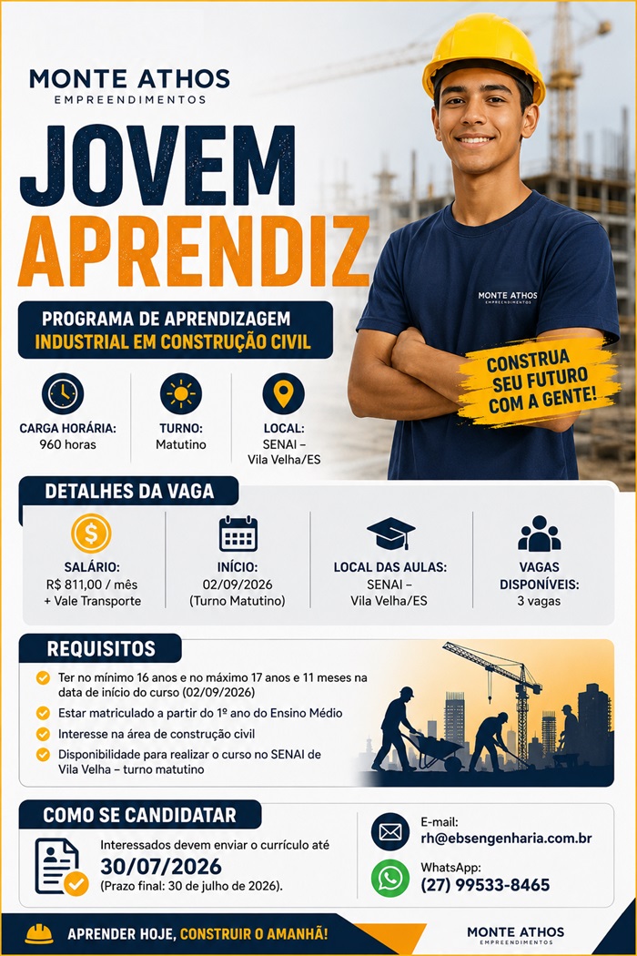 Programa de Aprendizagem Industrial em Construção Civil  – Jovem Aprendiz 