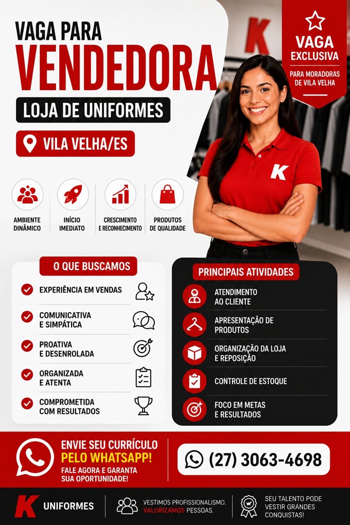 VAGA PARA VENDEDORA