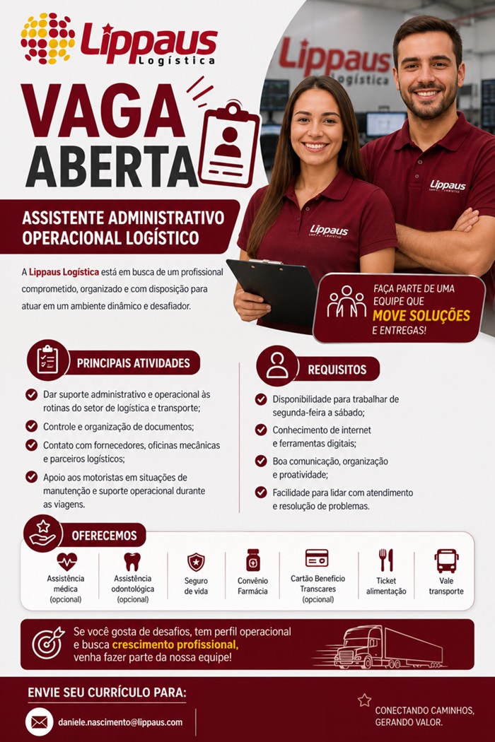 Lippaus Logística contrata Assistente Administrativo Operacional Logístico