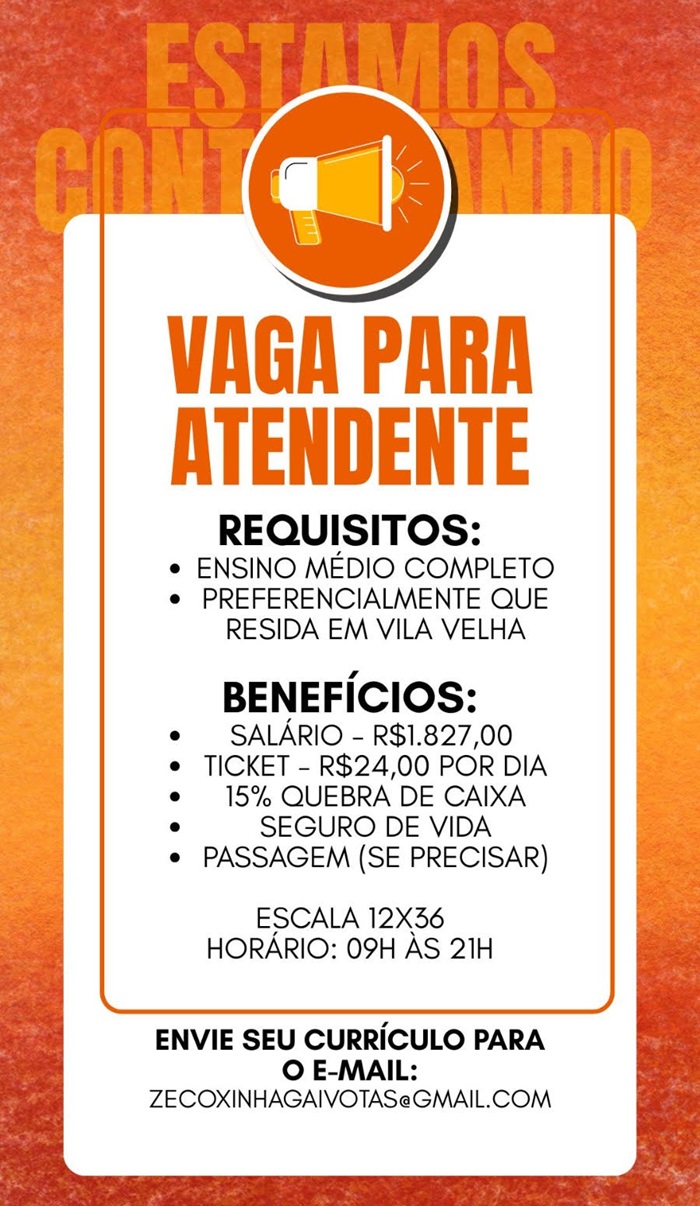 VAGA PARA ATENDENTE