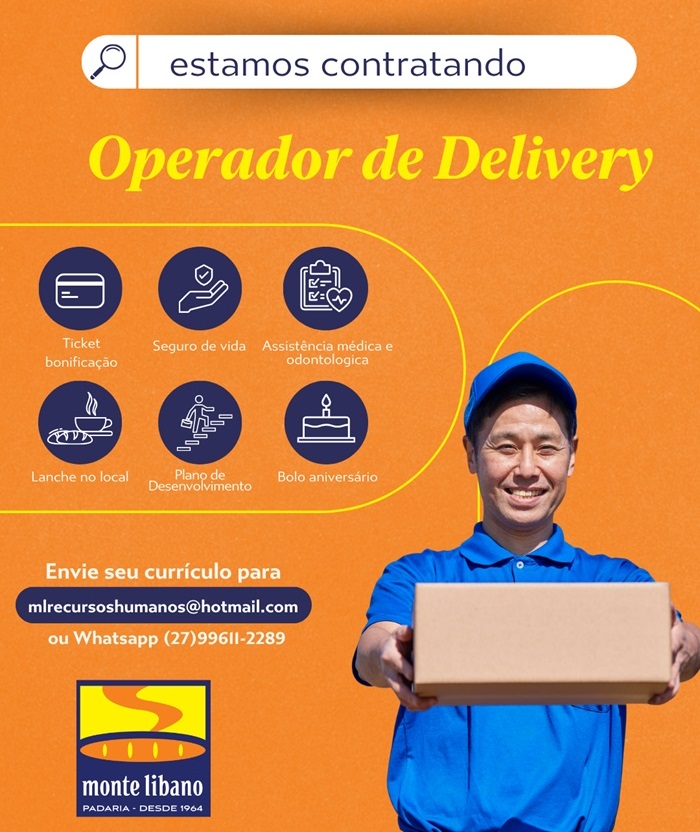 Padaria Monte Libano contrata Operador de Delivery