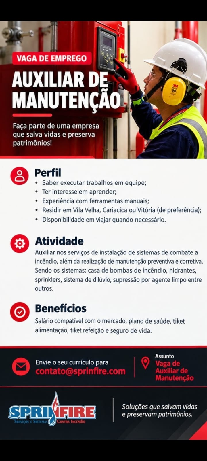Vaga de Auxiliar de Manutenção