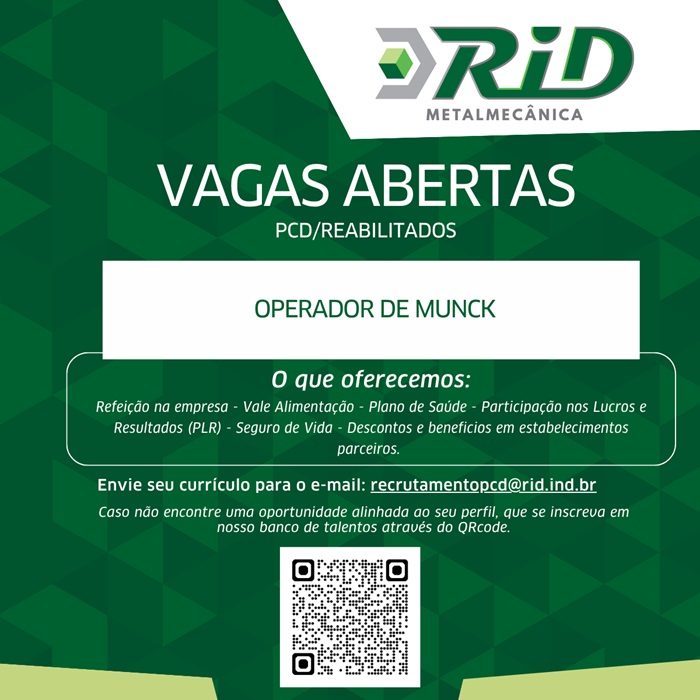 OPERADOR DE MUNCK | PCD/REABILITADOS
