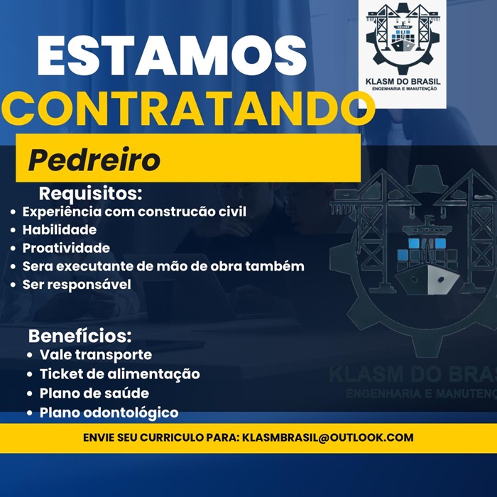 KLASM BRASIL CONTRATA PEDREIRO