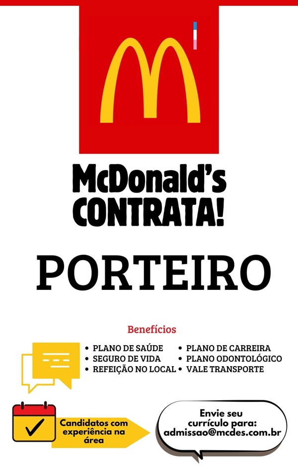 MCDONALD'S CONTRATA PORTEIRO