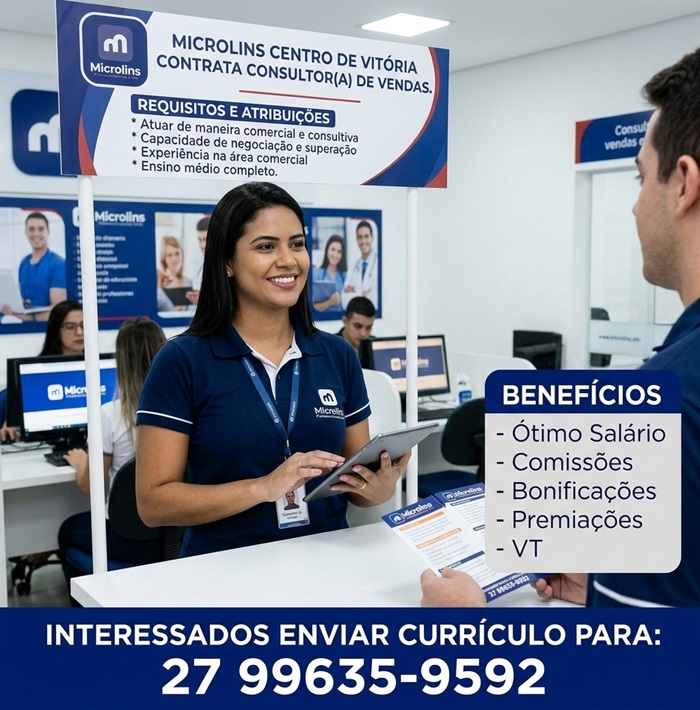 VAGA PARA CONSULTOR(A) DE VENDAS
