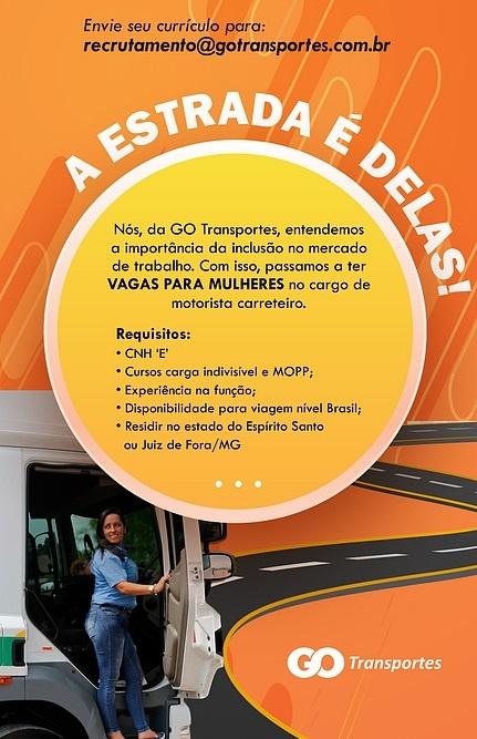 GO Transportes contrata Motorista Carreteiro (VAGAS PARA MULHERES)