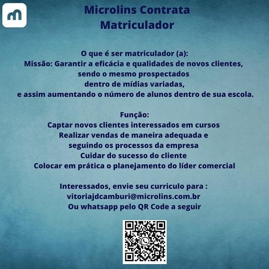 Microlins contrata Matriculador