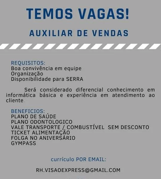 AUXILIAR DE VENDAS