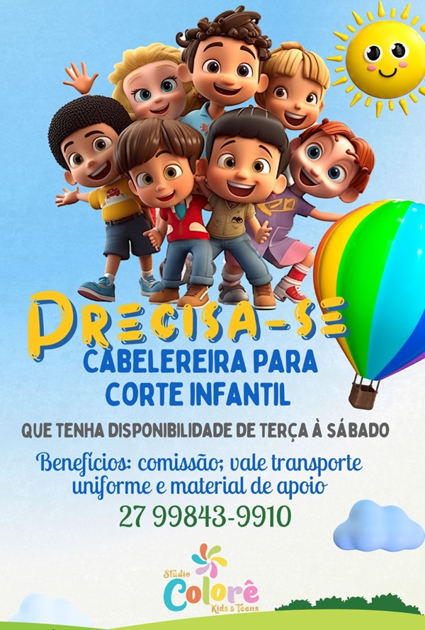 Studio Colorê contrata Cabeleireiro (a) - Kids e Teens
