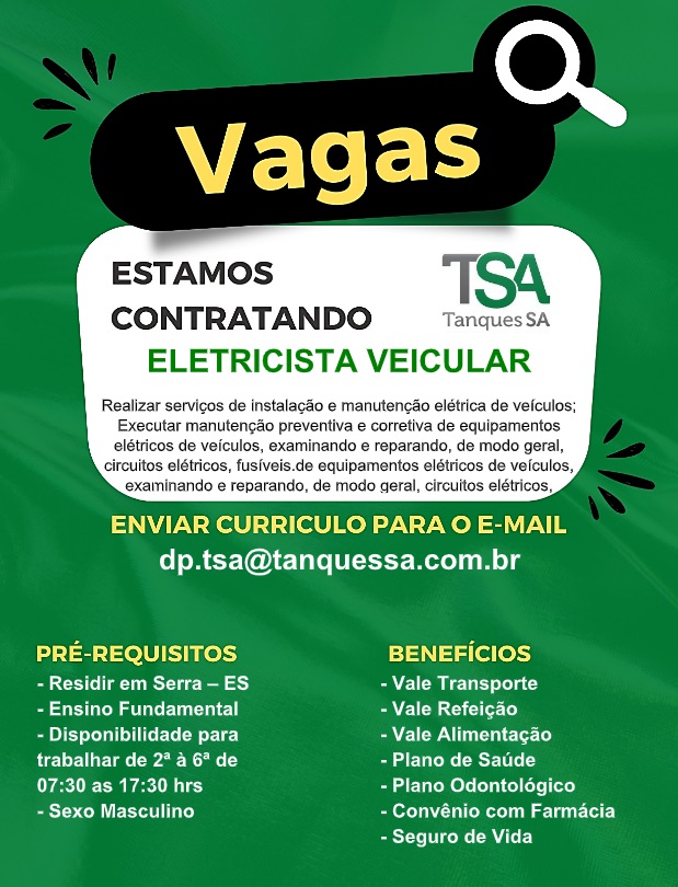 TSA CONTRATA ELETRICISTA VEICULAR
