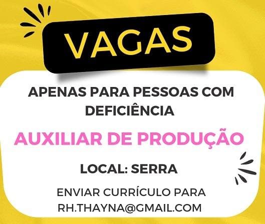 Auxiliar de Produção PCD (vagas apenas para pessoas com deficiência) 