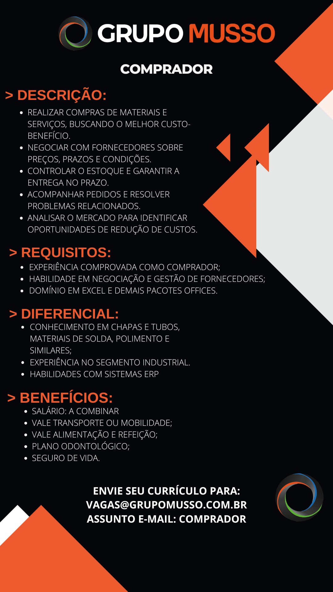 GRUPO MUSSO CONTRATA COMPRADOR