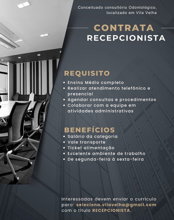 VAGA DE RECEPCIONISTA