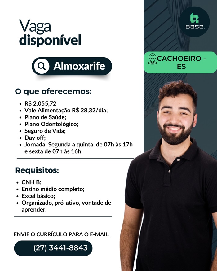 Vaga para Almoxarife (Cachoeiro/ES)