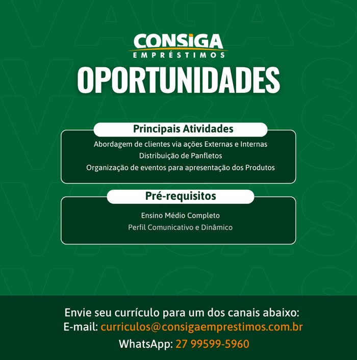 CONSIGA CONTRATA PROMOTOR DE VENDAS