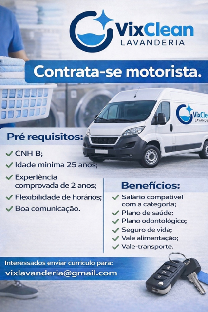 VixClean Lavanderia contrata Motorista