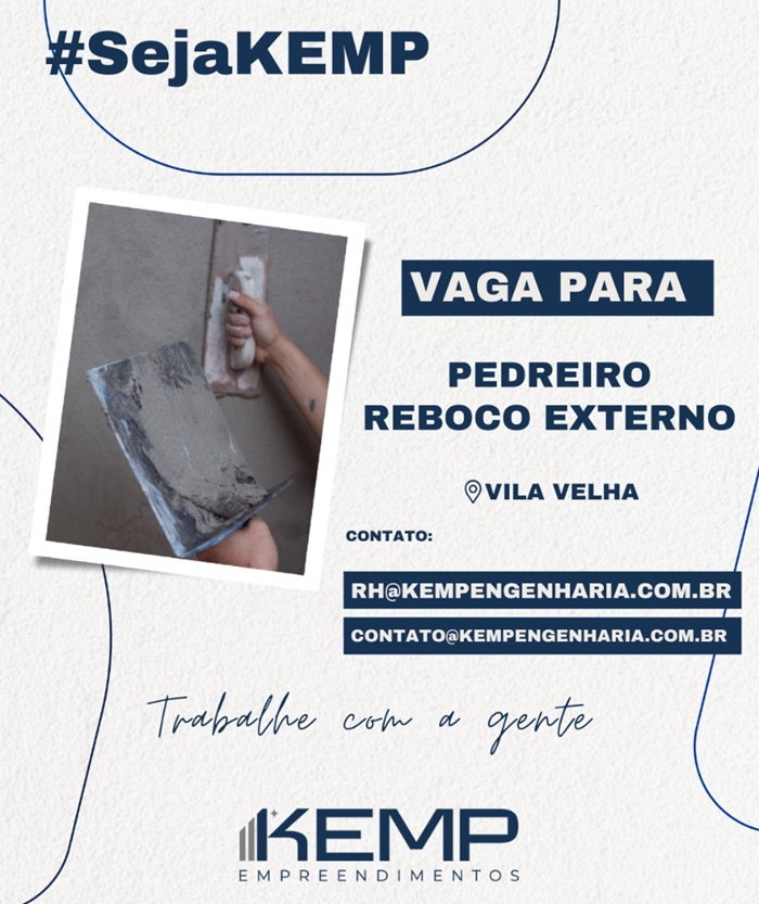 KEMP CONTRATA PEDREIRO REBOCO EXTERNO