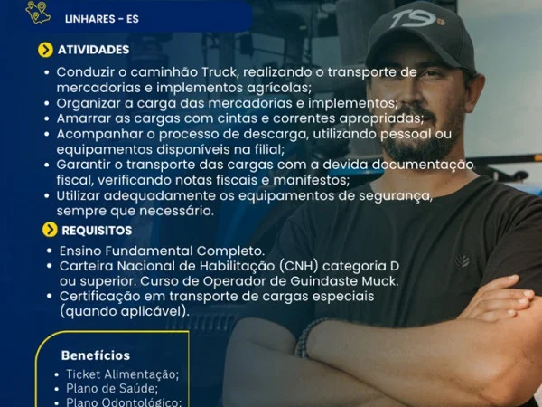 PME Máquinas contrata Motorista
