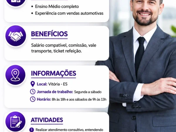 Vaga para Vendedor de Seminovos