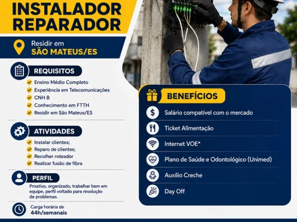 TÉCNICO INSTALADOR REPARADOR - SÃO MATEUS/ES