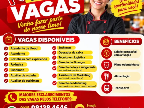 VAGAS DE EMPREGO - RESTAURANTE YAN PING