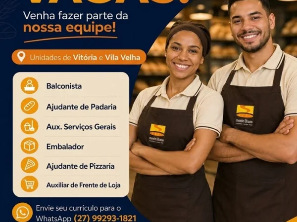 Monte Líbano abre diversas vagas de Emprego