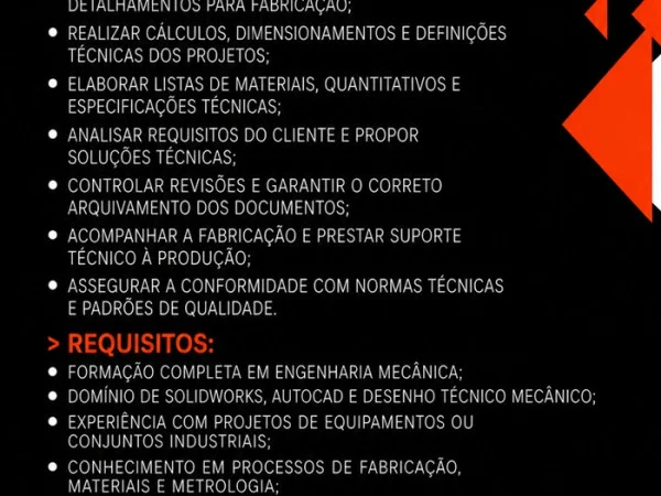 Grupo Musso contrata Engenheiro Mecânico Projetista 