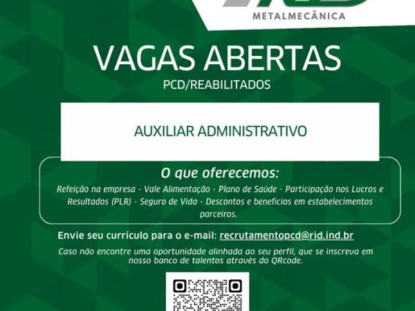 AUXILIAR ADMINISTRATIVO | PCD/REABILITADOS