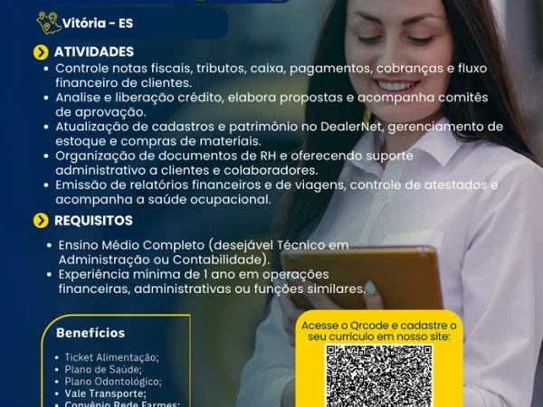 PME Máquinas contrata Auxiliar Financeiro PCD (Vitória) 
