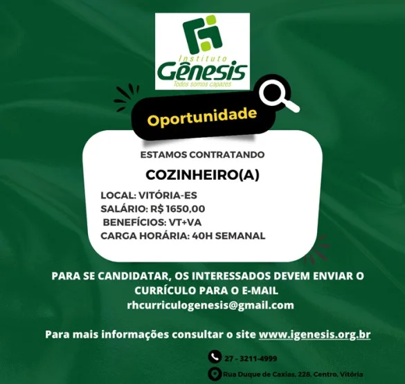 Vaga para Cozinheiro(a) 