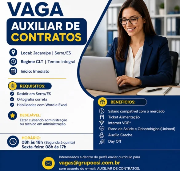VAGA DE AUXILIAR DE CONTRATOS