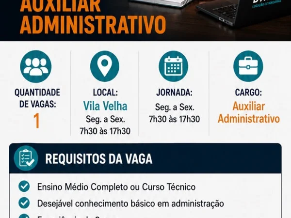 Vaga para Auxiliar Administrativo