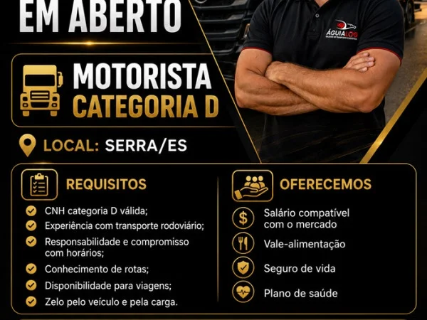 Vaga para Motorista Categoria D