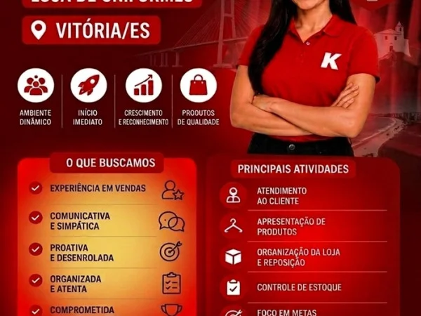 Loja de Uniformes contrata Vendedora | Vitória/ES