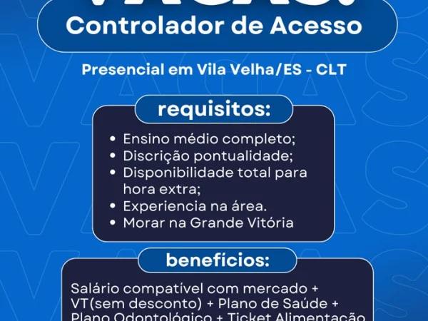 VAGA PARA CONTROLADOR DE ACESSO