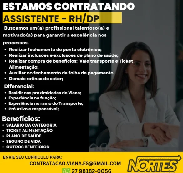 VAGA DE ASSISTENTE DE RH/DP