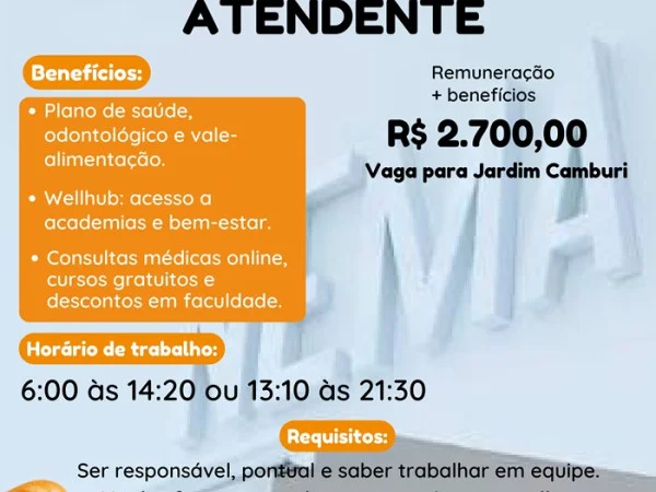 Vaga para Atendente | Jardim Camburi