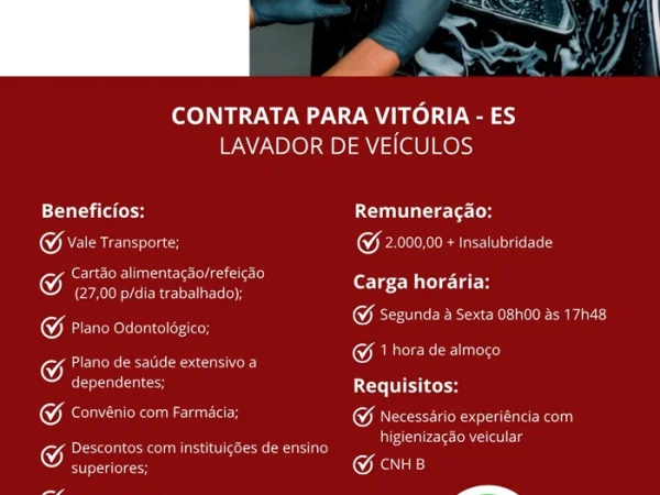 GRUPO PODIUM CONTRATA LAVADOR DE VEÍCULOS (VITÓRIA)